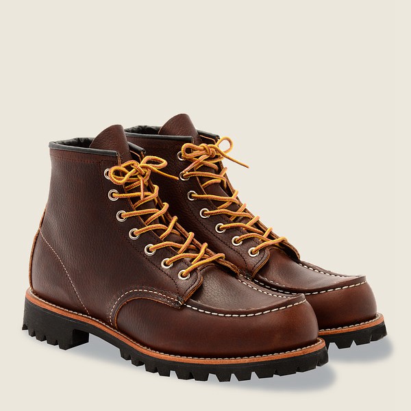 Red Wing Heritage Boots Dark Brown - Mens Roughneck - 6-inch Oil-slick Leather - 8715-PDYOK